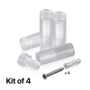 (Set of 4) 5/8'' Diameter X 1-3/4'' Barrel Length, Clear Acrylic Standoff. Standoff with (4) 2208Z Screw and (4) LANC1 Anchor for concrete or drywall (For Inside Use Only) Secure [Required Material Hole Size: 3/8'']