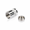 1-1/2'' Diameter X 1'' Barrel Length, (304) Stainless Steel Polished Finish Strong Glass Railing Standoff Pin - Accepts 3/8'' to 13/16'' Material - 1/4'' Adjustable from Barrel (For Inside / Outside use) [Required Material Hole Size: 7/8'']