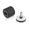 2'' Diameter X 1-1/2''Barrel Length, (304) Stainless Steel Matte Black Finish Strong Glass Railing Standoff Pin - Accepts 3/8'' to 13/16'' Material - 1/4'' Adjustable from Barrel (For Inside / Outside use) [Required Material Hole Size: 1-1/16'']