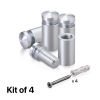 (Set of 4) 1/2'' Diameter X 3/4'' Barrel Length, Aluminum Rounded Head Standoffs, Clear Anodized Finish Standoff with (4) 2208Z Screw and (4) LANC1 Anchor for concrete or drywall (For Inside / Outside use) [Required Material Hole Size: 3/8'']