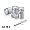 (Set of 4) 5/8'' Diameter X 1/2'' Barrel Length, Aluminum Rounded Head Standoffs, Clear Anodized Finish Standoff with (4) 2208Z Screw and (4) LANC1 Anchor for concrete or drywall (For Inside / Outside use) [Required Material Hole Size: 7/16'']
