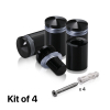 (Set of 4) 5/8'' Diameter X 3/4'' Barrel Length, Aluminum Rounded Head Standoffs, Black Anodized Finish Standoff with (4) 2208Z Screw and (4) LANC1 Anchor for concrete or drywall (For Inside / Outside use) [Required Material Hole Size: 7/16'']