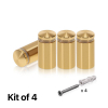 (Set of 4) 5/8'' Diameter X 1'' Barrel Length, Aluminum Rounded Head Standoffs, Champagne Anodized Finish Standoff with (4) 2208Z Screw and (4) LANC1 Anchor for concrete or drywall (For Inside / Outside use) [Required Material Hole Size: 7/16'']