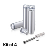 (Set of 4) 5/8'' Diameter X 2-1/2'' Barrel Length, Aluminum Rounded Head Standoffs, Clear Anodized Finish Standoff with (4) 2208Z Screw and (4) LANC1 Anchor for concrete or drywall (For Inside / Outside use) [Required Material Hole Size: 7/16'']
