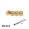 (Set of 4) 3/4'' Diameter X 1/2'' Barrel Length, Alumi. Rounded Head Standoffs, Matte Champagne Anodized Finish Standoff with (4) 2216Z Screws and (4) LANC1 Anchors for concrete or drywall (For In / Out use) [Required Material Hole Size: 7/16'']
