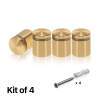 (Set of 4) 7/8'' Diameter X 3/4'' Barrel Length, Aluminum Rounded Head Standoffs, Champagne Anodized Finish Standoff with (4) 2216Z Screws and (4) LANC1 Anchors for concrete or drywall (For Inside / Outside use) [Required Material Hole Size: 7/16'']