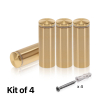 (Set of 4) 1'' Diameter X 2-1/2 Barrel Length, Aluminum Rounded Head Standoffs, Champagne Anodized Finish Standoff with (4) 2216Z Screws and (4) LANC1 Anchors for concrete or drywall (For Inside / Outside use) [Required Material Hole Size: 7/16'']