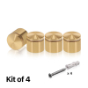 (Set of 4) 1-1/4'' Diameter X 3/4'' Barrel Length, Aluminum Rounded Head Standoffs, Champagne Anodized Finish Standoff with (4) 2216Z Screws and (4) LANC1 Anchors for concrete or drywall (For Inside / Outside use) [Required Material Hole Size: 7/16'']