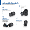 (Set of 4) 1/2'' Diameter X 1/2'' Barrel Length, Affordable Aluminum Standoffs, Black Anodized Finish Standoff and (4) 2208Z Screw and (4) LANC1 Anchor for concrete/drywall (For Inside/Outside) [Required Material Hole Size: 3/8'']