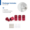 (Set of 4) 1/2'' Diameter X 1/2'' Barrel Length, Affordable Aluminum Standoffs, Cherry Red Anodized Finish Standoff and (4) 2208Z Screw and (4) LANC1 Anchor for concrete/drywall (For Inside/Outside) [Required Material Hole Size: 3/8'']