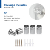 (Set of 4) 1/2'' Diameter X 1/2'' Barrel Length, Affordable Aluminum Standoffs, Steel Grey Anodized Finish Standoff and (4) 2208Z Screw and (4) LANC1 Anchor for concrete/drywall (For Inside/Outside) [Required Material Hole Size: 3/8'']