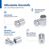 (Set of 4) 1/2'' Diameter X 1/2'' Barrel Length, Affordable Aluminum Standoffs, Silver Anodized Finish Standoff and (4) 2208Z Screw and (4) LANC1 Anchor for concrete/drywall (For Inside/Outside) [Required Material Hole Size: 3/8'']