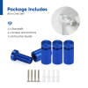(Set of 4) 1/2'' Diameter X 3/4'' Barrel Length, Affordable Aluminum Standoffs, Blue Anodized Finish Standoff and (4) 2208Z Screw and (4) LANC1 Anchor for concrete/drywall (For Inside/Outside) [Required Material Hole Size: 3/8'']