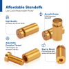 (Set of 4) 1/2'' Diameter X 3/4'' Barrel Length, Affordable Aluminum Standoffs, Gold Anodized Finish Standoff and (4) 2208Z Screw and (4) LANC1 Anchor for concrete/drywall (For Inside/Outside) [Required Material Hole Size: 3/8'']