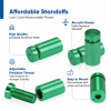 (Set of 4) 1/2'' Diameter X 3/4'' Barrel Length, Affordable Aluminum Standoffs, Green Anodized Finish Standoff and (4) 2208Z Screw and (4) LANC1 Anchor for concrete/drywall(For Inside/Outside) [Required Material Hole Size: 3/8'']