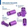 (Set of 4) 1/2'' Diameter X 3/4'' Barrel Length, Affordable Aluminum Standoffs, Purple Anodized Finish Standoff and (4) 2208Z Screw and (4) LANC1 Anchor for concrete/drywall (For Inside/Outside) [Required Material Hole Size: 3/8'']