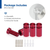 (Set of 4) 1/2'' Diameter X 3/4'' Barrel Length, Affordable Aluminum Standoffs, Cherry Red Anodized Finish Standoff and (4) 2208Z Screw and (4) LANC1 Anchor for concrete/drywall (For Inside/Outside) [Required Material Hole Size: 3/8'']