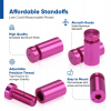 (Set of 4) 1/2'' Diameter X 3/4'' Barrel Length, Affordable Aluminum Standoffs, Rosy Pink Anodized Finish Standoff and (4) 2208Z Screw and (4) LANC1 Anchor for concrete/drywall (For Inside/Outside) [Required Material Hole Size: 3/8'']