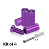 (Set of 4) 1/2'' Diameter X 1'' Barrel Length, Affordable Aluminum Standoffs, Purple Anodized Finish Standoff and (4) 2208Z Screw and (4) LANC1 Anchor for concrete/drywall (For Inside/Outside) [Required Material Hole Size: 3/8'']