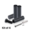 (Set of 4) 1/2'' Diameter X 1-1/2'' Barrel Length, Affordable Aluminum Standoffs, Black Anodized Finish Standoff and (4) 2208Z Screw and (4) LANC1 Anchor for concrete/drywall (For Inside/Outside) [Required Material Hole Size: 3/8'']