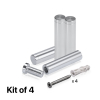 (Set of 4) 1/2'' Diameter X 2'' Barrel Length, Affordable Aluminum Standoffs, Silver Anodized Finish Standoff and (4) 2208Z Screw and (4) LANC1 Anchor for concrete/drywall (For Inside/Outside) [Required Material Hole Size: 3/8'']
