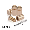(Set of 4) 5/8'' Diameter X 3/4'' Barrel Length, Affordable Aluminum Standoffs, Champagne Anodized Finish Standoff and (4) 2208Z Screw and (4) LANC1 Anchor for concrete/drywall (For Inside/Outside) [Required Material Hole Size: 7/16'']
