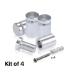 (Set of 4) 5/8'' Diameter X 3/4'' Barrel Length, Affordable Aluminum Standoffs, Silver Anodized Finish Standoff and (4) 2208Z Screw and (4) LANC1 Anchor for concrete/drywall (For Inside/Outside) [Required Material Hole Size: 7/16'']