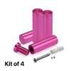 (Set of 4) 5/8'' Diameter X 2'' Barrel Length, Affordable Aluminum Standoffs, Rosy Pink Anodized Finish Standoff and (4) 2208Z Screw and (4) LANC1 Anchor for concrete/drywall (For Inside/Outside) [Required Material Hole Size: 7/16'']