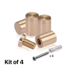 (Set of 4) 3/4'' Diameter X 1'' Barrel Length, Affordable Aluminum Standoffs, Champagne Anodized Finish Standoff and (4) 2216Z Screws and (4) LANC1 Anchors for concrete/drywall (For Inside/Outside) [Required Material Hole Size: 7/16'']
