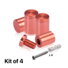 (Set of 4) 3/4'' Diameter X 1'' Barrel Length, Affordable Aluminum Standoffs, Copper Anodized Finish Standoff and (4) 2216Z Screws and (4) LANC1 Anchors for concrete/drywall (For Inside/Outside) [Required Material Hole Size: 7/16'']