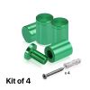 (Set of 4) 3/4'' Diameter X 1'' Barrel Length, Affordable Aluminum Standoffs, Green Anodized Finish Standoff and (4) 2216Z Screws and (4) LANC1 Anchors for concrete/drywall (For Inside/Outside) [Required Material Hole Size: 7/16'']