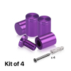 (Set of 4) 3/4'' Diameter X 1'' Barrel Length, Affordable Aluminum Standoffs, Purple Anodized Finish Standoff and (4) 2216Z Screws and (4) LANC1 Anchors for concrete/drywall (For Inside/Outside) [Required Material Hole Size: 7/16'']