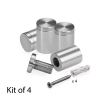(Set of 4) 3/4'' Diameter X 1'' Barrel Length, Affordable Aluminum Standoffs, Steel Grey Anodized Finish Standoff and (4) 2216Z Screws and (4) LANC1 Anchors for concrete/drywall (For Inside/Outside) [Required Material Hole Size: 7/16'']
