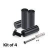 (Set of 4) 3/4'' Diameter X 2'' Barrel Length, Affordable Aluminum Standoffs, Black Anodized Finish Standoff and (4) 2216Z Screws and (4) LANC1 Anchors for concrete/drywall (For Inside/Outside) [Required Material Hole Size: 7/16'']