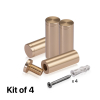 (Set of 4) 3/4'' Diameter X 2'' Barrel Length, Affordable Aluminum Standoffs, Champagne Anodized Finish Standoff and (4) 2216Z Screws and (4) LANC1 Anchors for concrete/drywall (For Inside/Outside) [Required Material Hole Size: 7/16'']