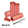 (Set of 4) 3/4'' Diameter X 2'' Barrel Length, Affordable Aluminum Standoffs, Copper Anodized Finish Standoff and (4) 2216Z Screws and (4) LANC1 Anchors for concrete/drywall (For Inside/Outside) [Required Material Hole Size: 7/16'']