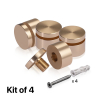 (Set of 4) 1'' Diameter X 1/2'' Barrel Length, Affordable Aluminum Standoffs, Champagne Anodized Finish Standoff and (4) 2216Z Screws and (4) LANC1 Anchors for concrete/drywall (For Inside/Outside) [Required Material Hole Size: 7/16'']