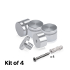 (Set of 4) 1'' Diameter X 1/2'' Barrel Length, Affordable Aluminum Standoffs, Silver Anodized Finish Standoff and (4) 2216Z Screws and (4) LANC1 Anchors for concrete/drywall (For Inside/Outside) [Required Material Hole Size: 7/16'']