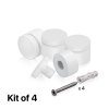 (Set of 4) 1'' Diameter X 1/2'' Barrel Length, Affordable Aluminum Standoffs, White Coated Finish Standoff and (4) 2216Z Screws and (4) LANC1 Anchors for concrete/drywall (For Inside/Outside) [Required Material Hole Size: 7/16'']