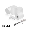 (Set of 4) 1'' Diameter X 1'' Barrel Length, Affordable Aluminum Standoffs, White Coated Finish Standoff and (4) 2216Z Screws and (4) LANC1 Anchors for concrete/drywall (For Inside/Outside) [Required Material Hole Size: 7/16'']