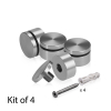 (Set of 4) 1-1/4'' Diameter X 1/2'' Barrel Length, Affordable Aluminum Standoffs, Steel Grey Anodized Finish Standoff and (4) 2216Z Screws and (4) LANC1 Anchors for concrete/drywall (For Inside/Outside) [Required Material Hole Size: 7/16'']