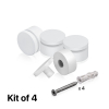 (Set of 4) 1-1/4'' Diameter X 1/2'' Barrel Length, Affordable Aluminum Standoffs, White Coated Finish Standoff and (4) 2216Z Screws and (4) LANC1 Anchors for concrete/drywall (For Inside/Outside) [Required Material Hole Size: 7/16'']