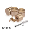 (Set of 4) 1-1/4'' Diameter X 3/4'' Barrel Length, Affordable Aluminum Standoffs, Champagne Anodized Finish Standoff and (4) 2216Z Screws and (4) LANC1 Anchors for concrete/drywall (For Inside/Outside) [Required Material Hole Size: 7/16'']