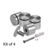 (Set of 4) 1-1/4'' Diameter X 3/4'' Barrel Length, Affordable Aluminum Standoffs, Steel Grey Anodized Finish Standoff and (4) 2216Z Screws and (4) LANC1 Anchors for concrete/drywall (For Inside/Outside) [Required Material Hole Size: 7/16'']