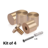 (Set of 4) 1-1/4'' Diameter X 1'' Barrel Length, Affordable Aluminum Standoffs, Champagne Anodized Finish Standoff and (4) 2216Z Screws and (4) LANC1 Anchors for concrete/drywall (For Inside/Outside) [Required Material Hole Size: 7/16'']