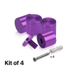 (Set of 4) 1-1/4'' Diameter X 1'' Barrel Length, Affordable Aluminum Standoffs, Purple Anodized Finish Standoff and (4) 2216Z Screws and (4) LANC1 Anchors for concrete/drywall (For Inside/Outside) [Required Material Hole Size: 7/16'']