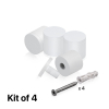 (Set of 4) 1-1/4'' Diameter X 1'' Barrel Length, Affordable Aluminum Standoffs, White Coated Finish Standoff and (4) 2216Z Screws and (4) LANC1 Anchors for concrete/drywall (For Inside/Outside) [Required Material Hole Size: 7/16'']