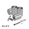 (Set of 4) 1-1/4'' Diameter X 1-1/2'' Barrel Length, Affordable Aluminum Standoffs, Steel Grey Anodized Finish Standoff and (4) 2216Z Screws and (4) LANC1 Anchors for concrete/drywall (For Inside/Outside) [Required Material Hole Size: 7/16'']