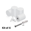 (Set of 4) 1-1/4'' Diameter X 1-1/2'' Barrel Length, Affordable Aluminum Standoffs, White Coated Finish Standoff and (4) 2216Z Screws and (4) LANC1 Anchors for concrete/drywall (For Inside/Outside) [Required Material Hole Size: 7/16'']