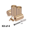 (Set of 4) 1-1/4'' Diameter X 2'' Barrel Length, Affordable Aluminum Standoffs, Champagne Anodized Finish Standoff and (4) 2216Z Screws and (4) LANC1 Anchors for concrete/drywall (For Inside/Outside) [Required Material Hole Size: 7/16'']